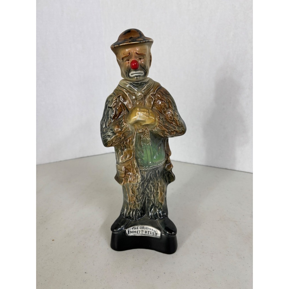 Emmett Kelly Sad Clown Ceramic Decanter Bottle‎ James Beam 1973 Collectible